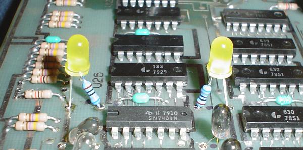 [Close up of the LEDs with series resistors]
