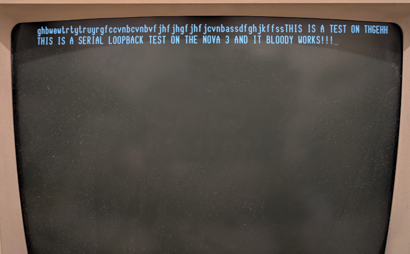 [Really bad picture of the terminal after the loopback.]